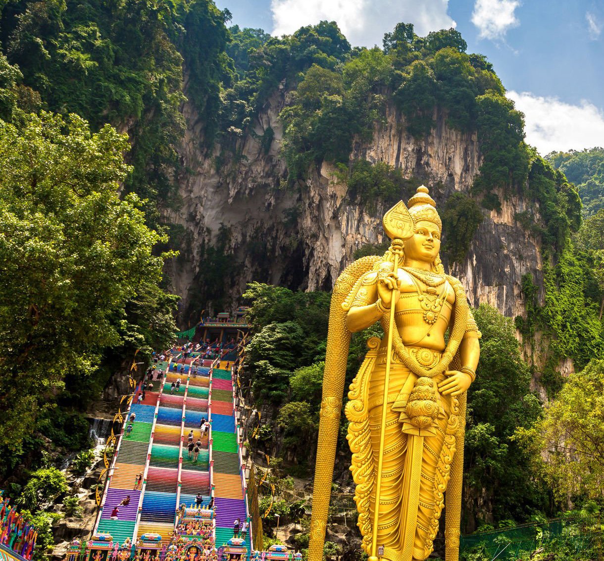 Batu cave, hinduism temple in a sunny day in Kuala Lumpur, Malaysia